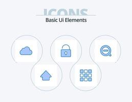 Basic Ui Elements Blue Icon Pack 5 Icon Design. delete. less. data. search. lock vector