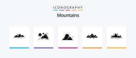 paquete de iconos de glifo 5 de montañas que incluye. naturaleza. árbol. paisaje. diseño de iconos creativos vector