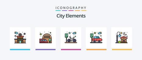 City Elements Line Filled 5 Icon Pack Including show. party. building. night. club. Creative Icons Design vector