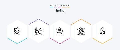 paquete de iconos de primavera de 25 líneas que incluye rosa. flor. primavera. floral. primavera vector