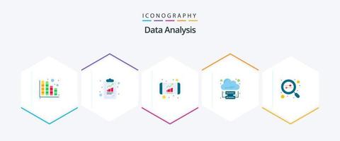 análisis de datos 25 paquete de iconos planos que incluye datos. Internet en la nube. analítica. datos. analítica vector