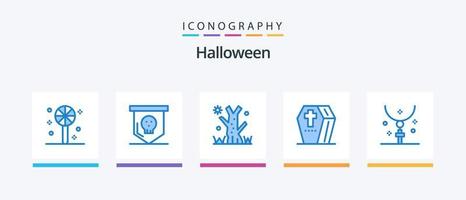 Halloween Blue 5 Icon Pack Including halloween. cross. holiday. spooky. horror. Creative Icons Design vector