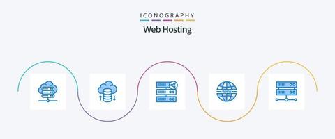 paquete de iconos azul 5 de alojamiento web que incluye centro de alojamiento. centro de datos. red. web. seguridad vector