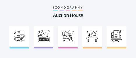 Auction Line 5 Icon Pack Including judge. web. law. table. microphone. Creative Icons Design vector