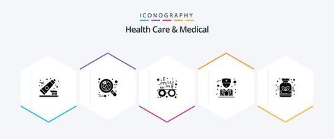 Health Care And Medical 25 Glyph icon pack including homeopathy. alternative. red. physician. doctor vector