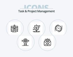 paquete de iconos de línea de gestión de tareas y proyectos 5 diseño de iconos. documento. archivos Internet. proyector. oficina vector