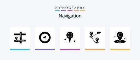 Navigation Glyph 5 Icon Pack Including . marker. place. location. Creative Icons Design vector