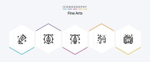 Fine Arts 25 Line icon pack including tv. arts. pencil. art. path vector