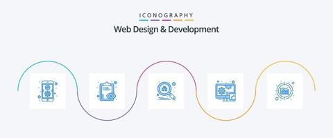 paquete de iconos azul 5 de diseño y desarrollo web que incluye información. analítica. bicho. sensible. adaptado vector