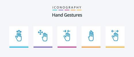 Hand Gestures Blue 5 Icon Pack Including down. four. hold. finger. arrow. Creative Icons Design vector