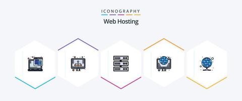 Web Hosting 25 FilledLine icon pack including internet. web. backup. web. hosting vector
