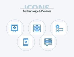 Devices Blue Icon Pack 5 Icon Design. gadgets. devices. cinema. camcorder. electric vector