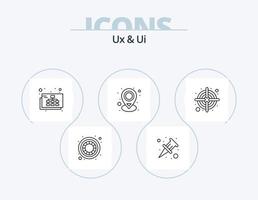 ux y ui line icon pack 5 diseño de iconos. desarrollo. estrella. dardos. recomendar. favorito como vector