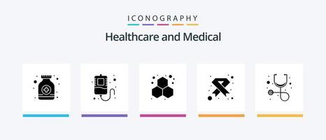 Medical Glyph 5 Icon Pack Including healthcare. ribbon. experiment. medical. cancer. Creative Icons Design vector