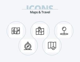 Mapas y diseño de iconos del paquete de iconos de línea de viaje 5. . . lugar. ruta. ubicación vector