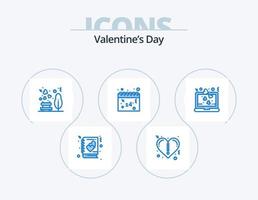 día de san valentín icono azul paquete 5 diseño de iconos. amar. corazón. amar. san valentin fecha vector