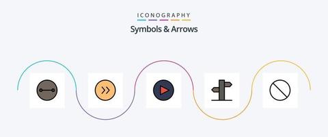 Symbols and Arrows Line Filled Flat 5 Icon Pack Including . address. stop. cancel vector