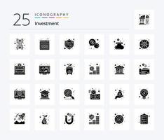 Investment 25 Solid Glyph icon pack including money. security. dollar. chat vector