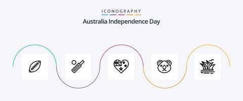 paquete de iconos de la línea 5 del día de la independencia de australia que incluye australia. nación. pelota. bandera. Australia vector