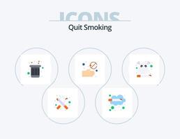 Quit Smoking Flat Icon Pack 5 Icon Design. cigarette. cross. trash. smoke. forbidden vector