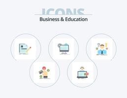 diseño de iconos de paquete de iconos planos de negocios y educación 5. informe. cuenta. servicio. reanudar. página vector