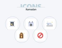 paquete de iconos planos de ramadán 5 diseño de iconos. oración. musulmán. invitación. islam. islámico vector