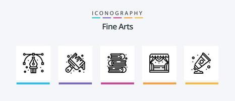 paquete de iconos de línea 5 de bellas artes que incluye arte. pintar. música. letras. lápices de color. diseño de iconos creativos vector