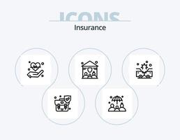 paquete de iconos de línea de seguros 5 diseño de iconos. blindaje. seguro. seguro. mundo. inversión vector