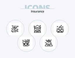 paquete de iconos de línea de seguros 5 diseño de iconos. blindaje. seguro. seguro. mundo. inversión vector