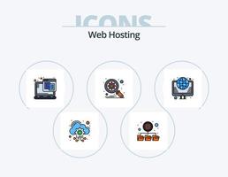 paquete de iconos lleno de línea de alojamiento web 5 diseño de iconos. jerarquía. red. web. carpetas web vector