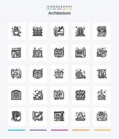 Creative Architecture 25 OutLine icon pack  Such As plan. architecture. document. window. frame vector