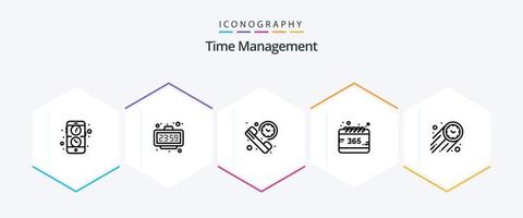 Time Management 25 Line icon pack including year. calendar. watch. all. summary vector