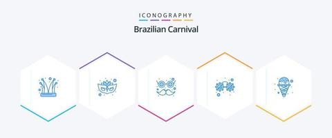 carnaval brasileño 25 paquete de iconos azules que incluye helado. crema. anteojos. fiesta. gafas de lujo vector