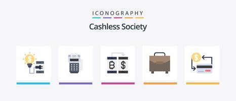 Cashless Society Flat 5 Icon Pack Including payment. digital. machine. transfer. smartphone. Creative Icons Design vector