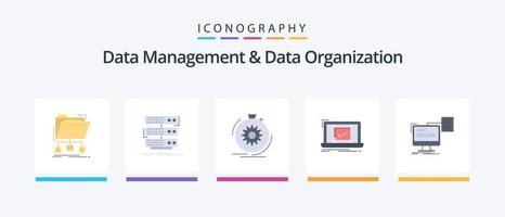 Data Management And Data Organization Flat 5 Icon Pack Including checklist. system. database. speed. performance. Creative Icons Design vector