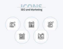 paquete de iconos de línea seo 5 diseño de iconos. pantalla. derechos de autor. navegador. Copiar. consultante vector