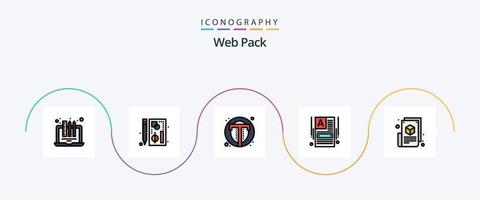 línea de paquete web lleno de paquete de iconos planos 5 que incluye web. hacer un sitio web página. web. texto vector