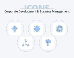 Corporate Development And Business Management Blue Icon Pack 5 Icon Design. idea. bulb. business. lightbulb. ladder vector