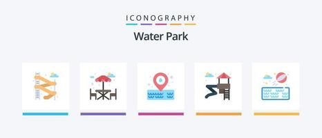 Water Park Flat 5 Icon Pack Including . park. park. beach ball. Creative Icons Design vector