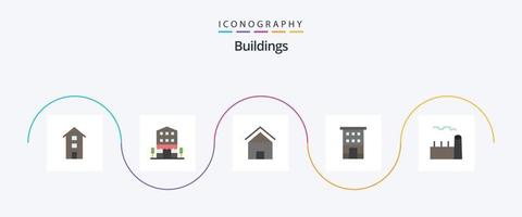 Paquete de 5 iconos planos de edificios que incluye la casa. edificio. frente de la tienda. cabaña. hogar vector