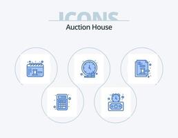 Auction Blue Icon Pack 5 Icon Design. time. dollar. stopwatch. coin. balance vector