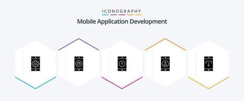 Mobile Application Development 25 Glyph icon pack including application. mobile application. application. mobile. sent vector