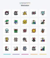 Creative Motivation 25 Line FIlled icon pack  Such As map. value able. pyramid. quality. target vector