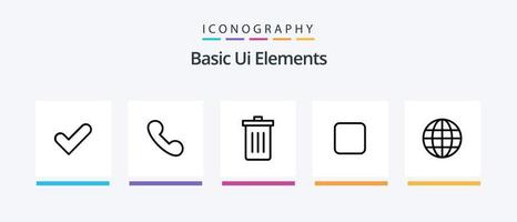 paquete de iconos de la línea 5 de elementos básicos de la interfaz de usuario, incluido el desmarcado. caja. alerta. descargar flecha. diseño de iconos creativos vector