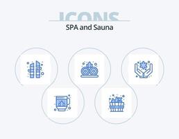 paquete de iconos azul sauna 5 diseño de iconos. . . sauna. flor. mano vector