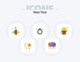 New Year Flat Icon Pack 5 Icon Design. sweet. cake. chinese. spray. bottle vector