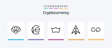 paquete de iconos de línea de criptomoneda 5 que incluye moneda. moneda criptográfica. moneda de tierra cripto. Dubaicoin. diseño de iconos creativos vector