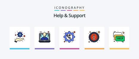 Help And Support Line Filled 5 Icon Pack Including help. update. headphones. system. gear. Creative Icons Design vector