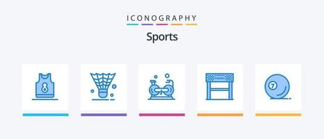 paquete de íconos deportivos azul 5 que incluye deporte. finalizar. volante. cardio. aptitud física. diseño de iconos creativos vector