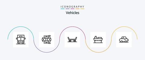 paquete de iconos de la línea 5 de vehículos que incluye. marina. coche de turismo vector